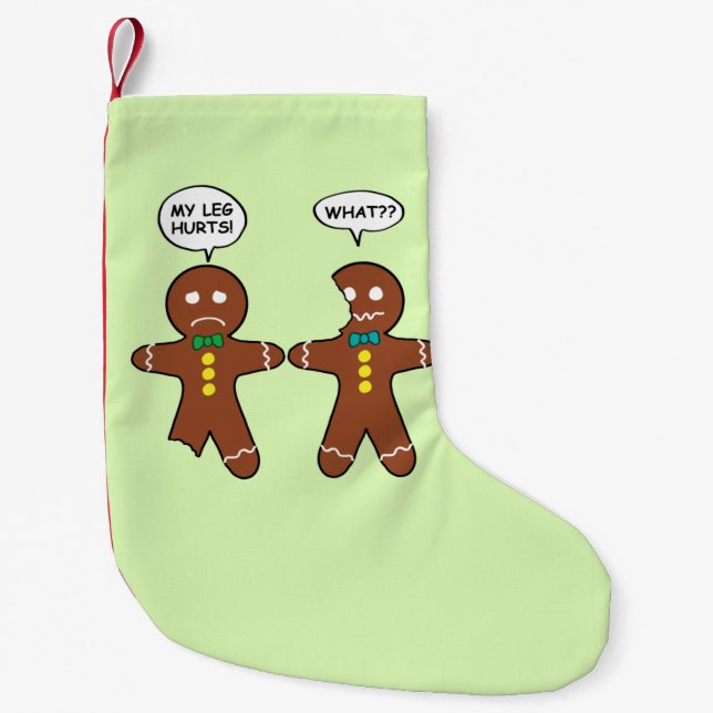Gingerbread Cookie Christmas Humour Small Christmas Stocking (Front)