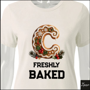 Gingerbread Cookie Christmas Initial Letter C Tri-Blend Shirt