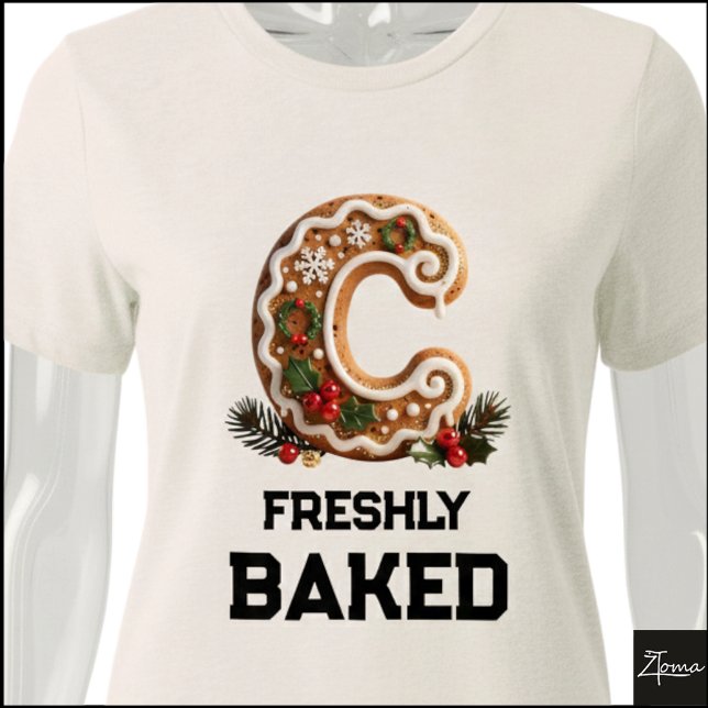 Gingerbread Cookie Christmas Initial Letter C Tri-Blend Shirt (Creator Uploaded)