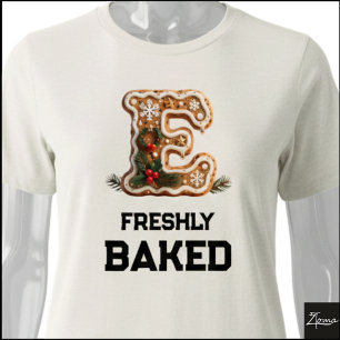 Gingerbread Cookie Christmas Initial Letter E Tri-Blend Shirt