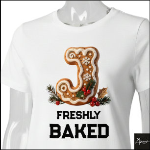Gingerbread Cookie Christmas Initial Letter J Tri-Blend Shirt