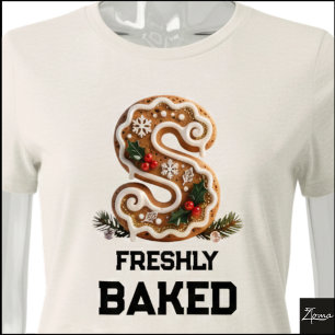 Gingerbread Cookie Christmas Initial Letter S Tri-Blend Shirt