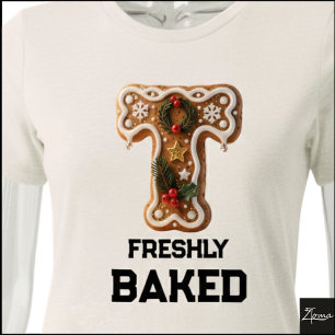 Gingerbread Cookie Christmas Initial Letter T Tri-Blend Shirt