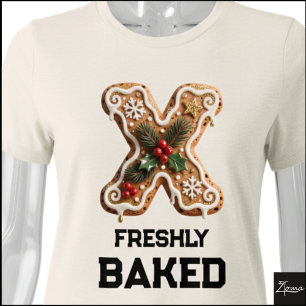Gingerbread Cookie Christmas Initial Letter X Tri-Blend Shirt