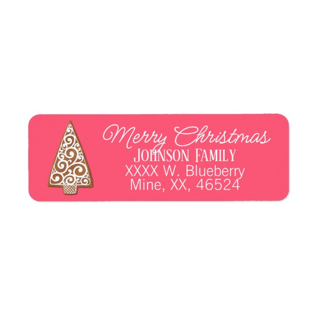 Gingerbread Cookie Christmas Tree Label Return Address Label (Front)
