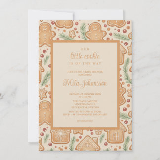 Gingerbread Cookie Christmas Winter Baby Shower Invitation