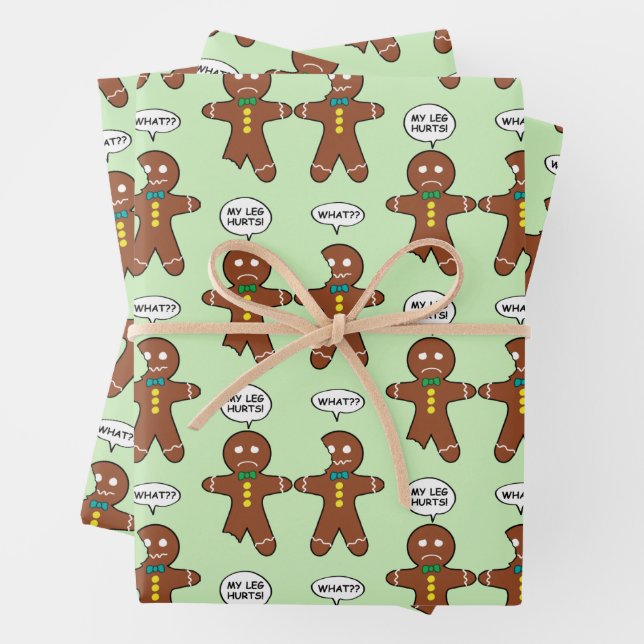 Gingerbread Cookie Christmas Wrapping Paper Sheet (In situ)