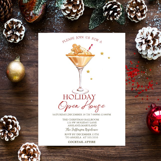 Gingerbread Cookie Cocktail Holiday Open House Invitation (Creator Uploaded)