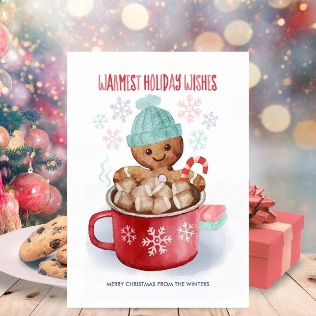 Gingerbread Cookie Cocoa Bath Christmas Holiday Card (Creator Uploaded)