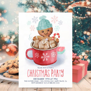 Gingerbread Cookie & Cocoa Christmas Party Invitation