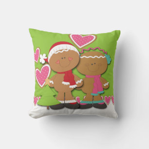 Gingerbread Cookie Couple Christmas Cushion