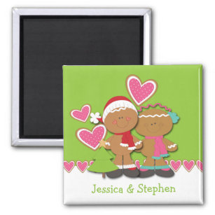 Gingerbread Cookie Couple Christmas Magnet