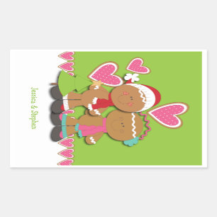 Gingerbread Cookie Couple Christmas Rectangular Sticker