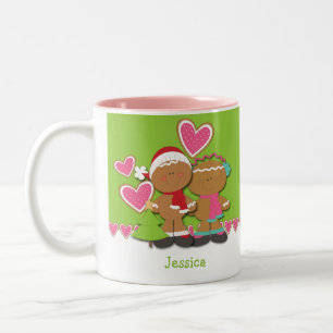 Gingerbread Cookie Couple Christmas Two-Tone Coffee Mug