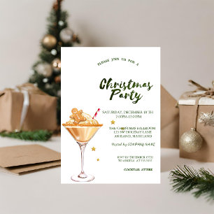 Gingerbread Cookie Drink Stars Green Christmas Invitation