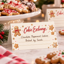 Gingerbread Cookie Exchange Blank Folded Place Car
