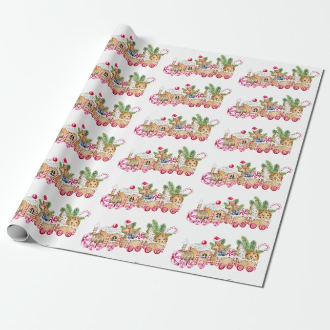 Gingerbread Cookie Exchange Christmas Party Wrapping Paper (Unrolled)