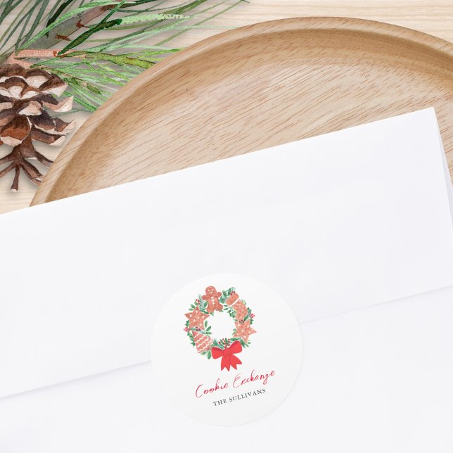 Gingerbread Cookie Exchange Classic Round Sticker (Creator Uploaded)
