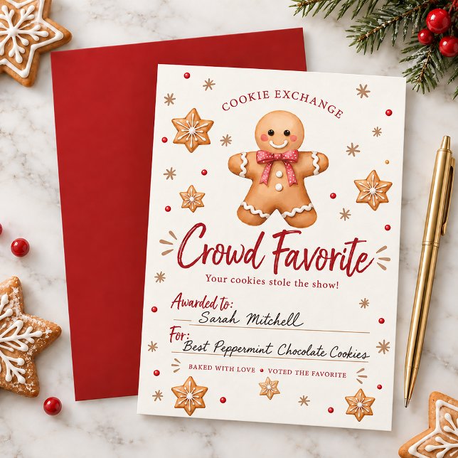 Gingerbread Cookie Exchange Crowd Favourite Award  (Gingerbread Cookie Exchange Crowd Favorite Award Card)