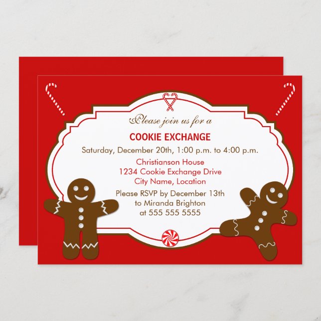 Gingerbread Cookie Exchange Party Invitation (Front/Back)
