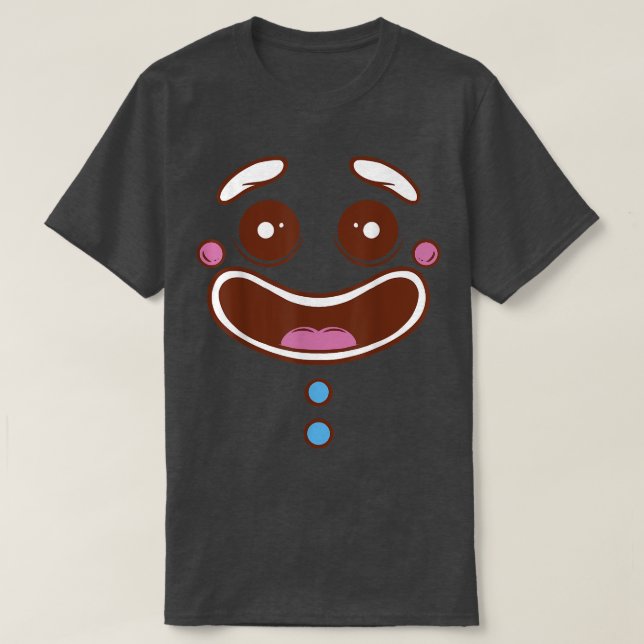 Gingerbread Cookie Face Happy Candy Food  T-Shirt (Design Front)