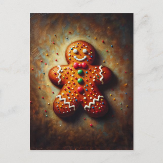Gingerbread Cookie Festive Painting Postcard (Front)