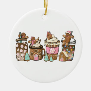 Gingerbread Cookie In Hot Cocoa Christmas Lovers Ceramic Ornament