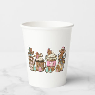 Gingerbread Cookie In Hot Cocoa Christmas Lovers Paper Cups