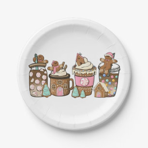 Gingerbread Cookie In Hot Cocoa Christmas Lovers Paper Plate