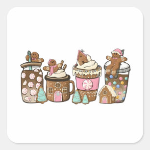Gingerbread Cookie In Hot Cocoa Christmas Lovers  Square Sticker