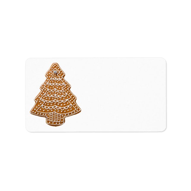 Gingerbread Cookie In Shape Of Tree For Christmas Label (Front)