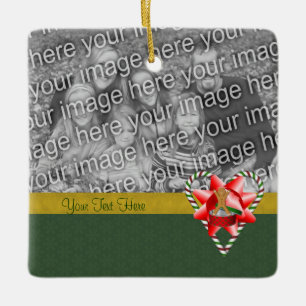 Gingerbread Cookie Man Candy Cane  Holiday Photo  Ceramic Ornament
