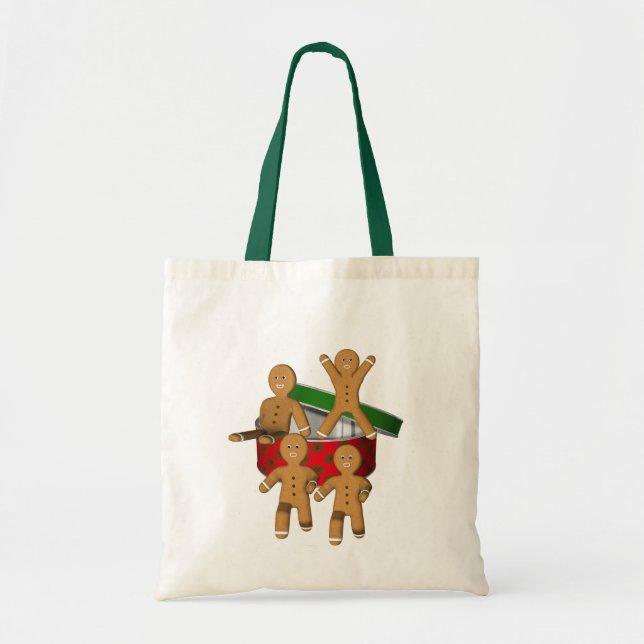 Gingerbread Cookie Men Christmas Holiday Cute Tote Bag (Front)