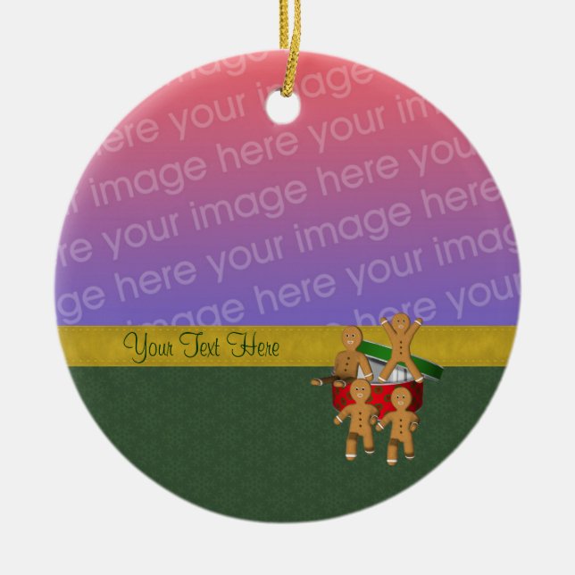 Gingerbread Cookie Men Holiday Photo Ornament (Front)