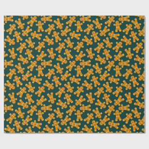 Gingerbread Cookie on green Wrapping Paper