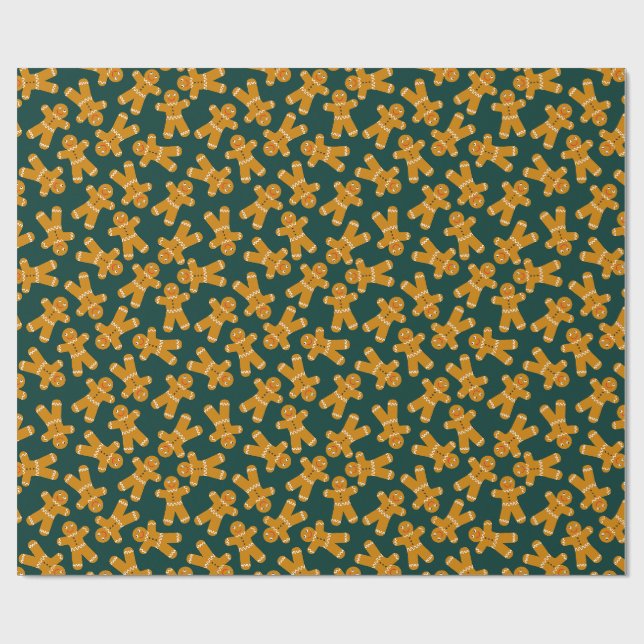 Gingerbread Cookie on green  Wrapping Paper (Flat)