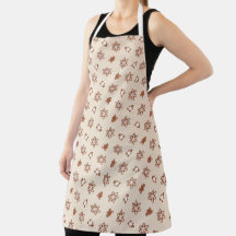 Gingerbread Cookie Pattern Christmas Holiday Apron