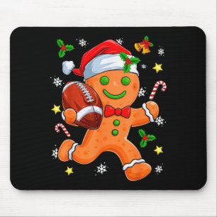 Gingerbread Cookie Playing Football Merry Christma Mouse Pad