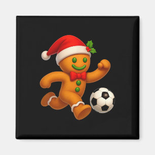 Gingerbread Cookie Playing Soccer Merry Christmas Magnet
