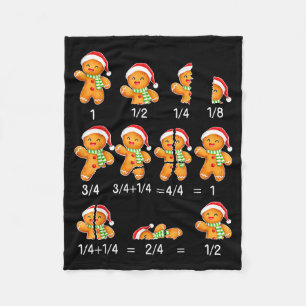 Gingerbread Cookie Santa Hat Fraction Math Teacher Fleece Blanket