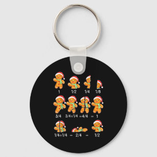 Gingerbread Cookie Santa Hat Fraction Math Teacher Key Ring