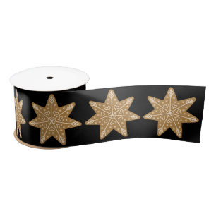 Gingerbread Cookie Star Satin Ribbon