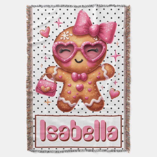 Gingerbread Cookie Throw Blanket (Front Vertical)