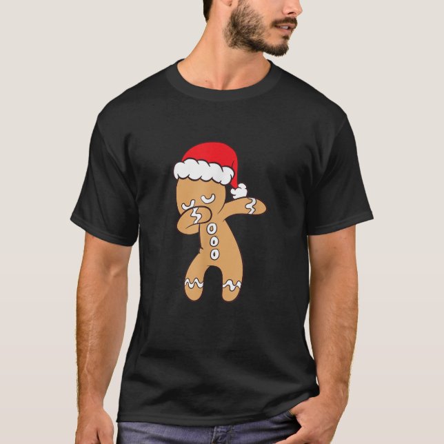 Gingerbread Cookie With Santa Hat Dabbing Gingerbr T-Shirt (Front)