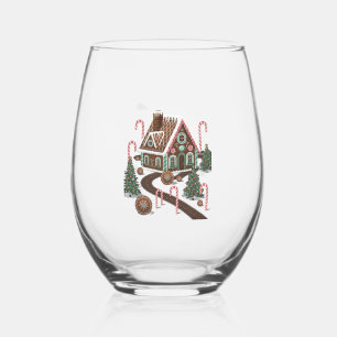 Gingerbread Cookie Wonderland Stemless Wine Glass