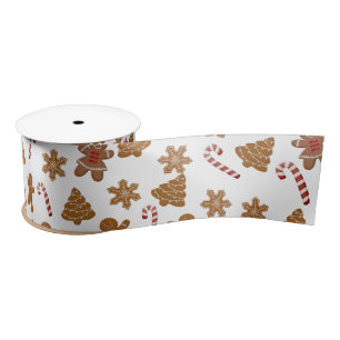 Gingerbread Cookies and Candy Canes Satin Ribbon