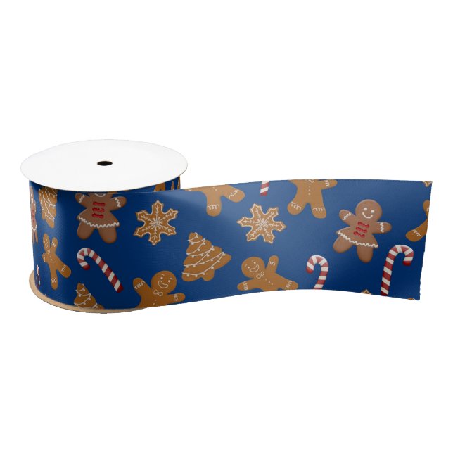Gingerbread Cookies and Candy Canes Satin Ribbon (Spool)