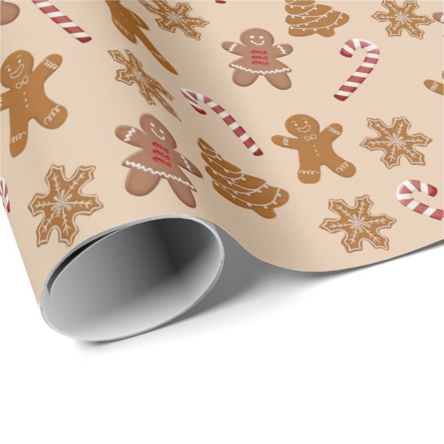 Gingerbread Cookies and Candy Canes  Wrapping Paper (Roll Corner)