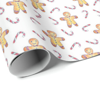 Gingerbread cookies and lollipop pattern  wrapping paper