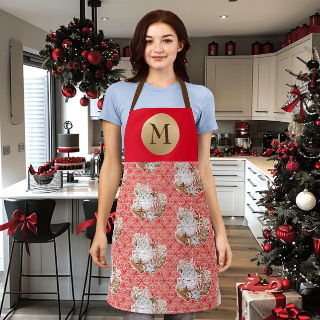 Gingerbread Cookies Baking Holiday Monogram Apron (Creator Uploaded)
